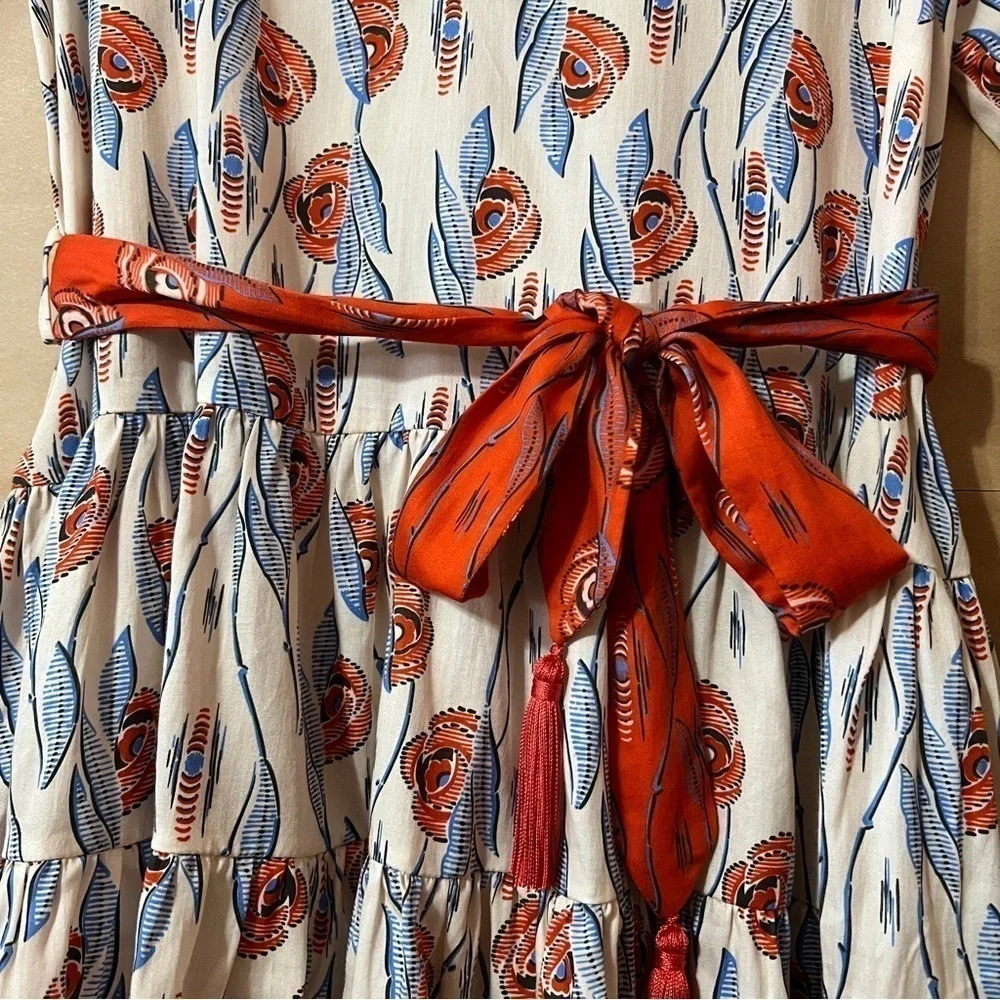 Paolita | Efterpe Tiered Mini Dress Floral Print Belted Puff Sleeves Size XS